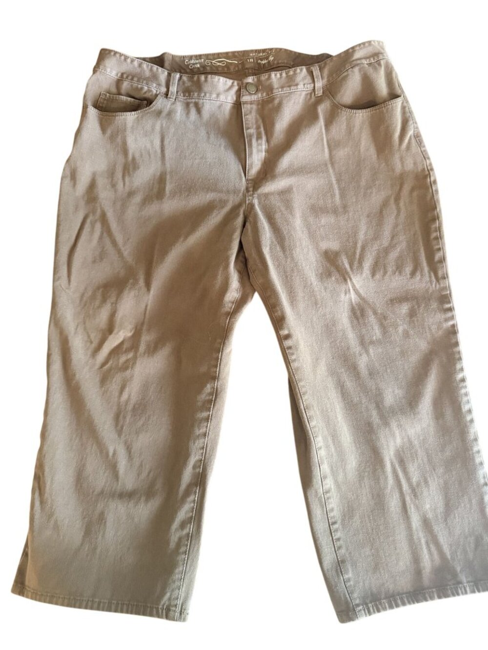 Coldwater Creek Womens Natural Fit Cropped Pants Size 18 Brown Cotton Blend